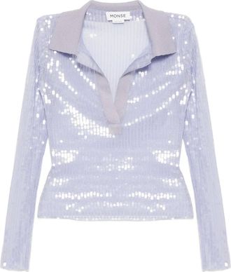 Monse Top in rete con paillettes - Viola
