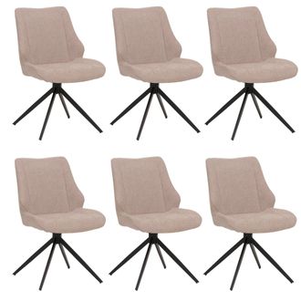 Hhg Nunca Usado] Juego De 6 Silla De Comedor Hhg 026, Silla De Cocina, Giratoria Con Retorno Autom&aacute;tico, Tela/textil Chenilla (320 G/m&sup2;) Oeko-tex, Beige