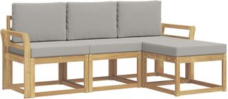 vidaXL Conjunto De Sof&aacute;s De Exterior 4 Uds. Blanco Y Gris Claro Vidaxl