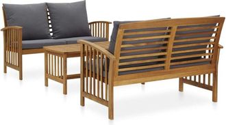 vidaXL Muebles De Jard&iacute;n 3 Piezas Con Cojines Madera Maciza De Acacia Vidaxl