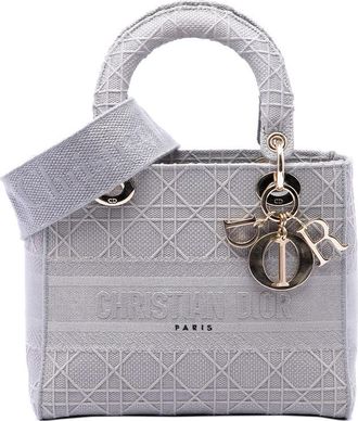 Dior Pre-owned Dior Medium Embroidered Canvas Cannage Lady D Lite Satchel Ladies YEW0LYWMIQC9S4MN