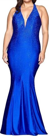 Faviana Sequin Halter Gown In Light Plum