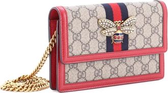 Gucci Queen Margaret kleine GG gecoate canvas crossbodytas met ketting - Rood