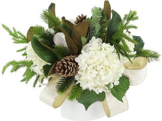 Creative Displays Inc. Handmade Holiday Floral With Hydrangeas, Magnolia Leaves & Bows