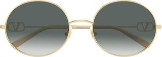 Valentino VLogo Signature Ronde Zonnebril - Dames - Zonnebrillen - Geel - 56 MM - Accessoires