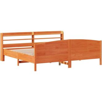 vidaXL Vidaxl - Cama Sin Colch&oacute;n Madera Maciza De Pino Marr&oacute;n Cera 180x200 Cm