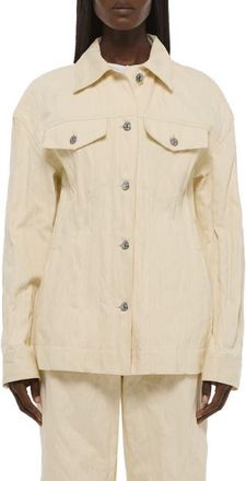 Helmut Lang Metallic Crushable Crinkle Denim Jacket in Muslin at Nordstrom, Size Xx-Small