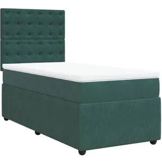 vidaXL Cama Box Spring Con Colch&oacute;n Terciopelo Verde Oscuro 90x200 Cm Vidaxl