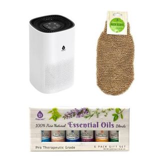 Pursonic True HEPA Air Purifier, Essential Oil Wellness Blends, and Sisal Hemp Bath Gloves in White at Nordstrom