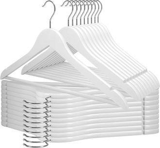 OEM Juego De 20 Perchas De Madera Blancas 44,5 X 22 Cm Por Percha Gancho Giratorio De 360&deg;