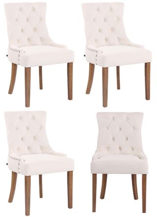 Clp Clp - Juego De 4 Sillas De Comedor Aberdeen En Terciopelo Crema Antiguo Claro