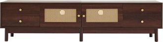 Urban Meuble Mueble tv estilo vintage efecto madera de nogal con 2 puertas de ratán