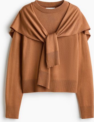 H&M Scarf-detail jumper - Beige