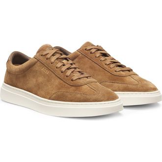 BOSS Kieran Tennis Shoe in Medium Beige Suede at Nordstrom, Size 11Us