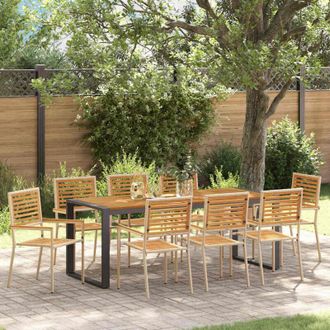 vidaXL Conjunto De Comedor De Jard&iacute;n 9 Pcs Beige 200 X 80 X 75 Cm Vidaxl