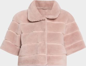 Gorski Reversible Lamb Shearling Bolero Jacket With Cropped Sleeves