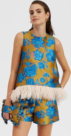 La DoubleJ La Scala Top in Hottie Jacquard Turquoise at Nordstrom, Size Medium It