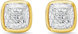 Diana M. Jewels 14KT YELLOW GOLD LAB GROWN CUSHION CUT STUDS IN A BEZEL SETTING WEIGHING 15.00 CTS TW