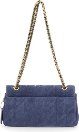 Coach Womens Crossbody Bag Suede Blue Shoulder