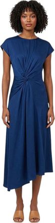 Victoria Beckham Blue Crew Neck Midi Dress