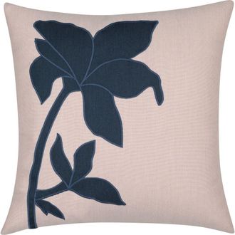 Elaine Smith Botanica Handmade Embroidered Applique Indoor & Outdoor Woven Accent Pillow in Blush at Nordstrom, Size 22X22