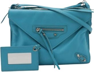 Balenciaga Pre-owned Paper Clutch - Dames - Vintage Schoudertas - Blauw - ONE Size - Leer - Vintage