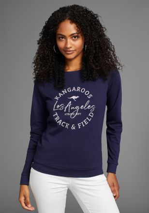 Kangaroos Sweatshirt KANGAROOS, Damen, Gr. 32/34, blau (dunkelblau), Interlock, Obermaterial: 100% Baumwolle, figurumspielend h&uuml;ftbedeckend, Rundhals, Raglan&auml;rm