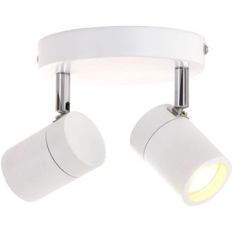 Steinhauer Sienna Upround Foco Twin Blanco Mate, Detalles En Acero Cepillado Ip44