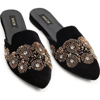 Saachi Ornate Sequin Velvet Mule in Black at Nordstrom Rack, Size 10