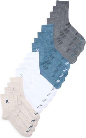 Hurley 8-Pack Terry Quarter Cut Socks in Natural at Nordstrom Rack