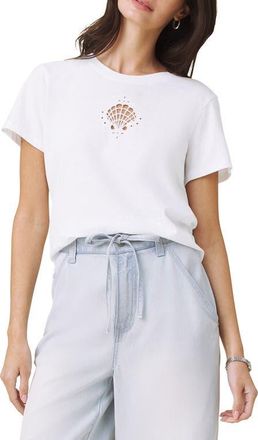 Splendid Embroidered Cutwork Seashell Cotton T-Shirt in White at Nordstrom, Size X-Small