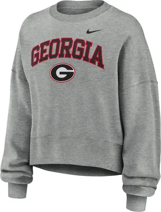 Nike Georgia Phoenix Arch Nike Womens College Pullover Crew in Grey | 01D706GNGB-Y48