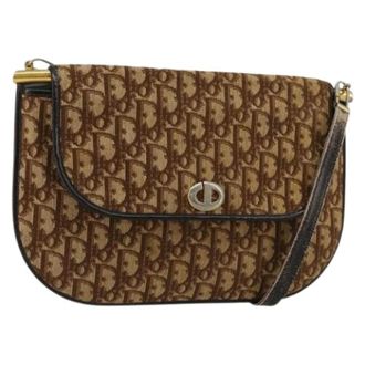 Dior Pre-owned Vintage Trotter Canvas Shoulder Bag - Dames - Pre-owned - Bruin - Maat: ONE Size Leer