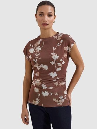 Phase Eight Kezia Mesh Printed Top in Brown at Nordstrom, Size 14