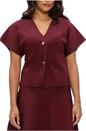 Notre-V Dames, Blouses & Shirts, Rood, Maat: 2XL Linnen