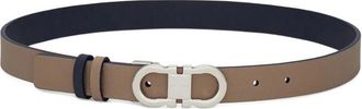 Ferragamo Taupe Textured Reversible Belt