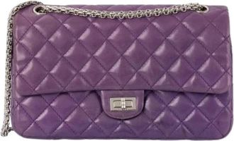 Chanel Pre-owned 2.55 Large Shoulder Bag - Dames - Vintage Schoudertas - Paars - ONE Size - Leer - Vintage