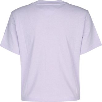Tommy Hilfiger Womens Logo-Embroidered Recycled Cotton T-Shirt Purple