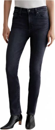 AG - Adriano Goldschmied Mari Mid Rise Slim Straight Jeans In Black Salt
