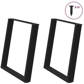 vidaXL Patas Para Mesa De Comedor En Forma De U (2 Unidades), Color Negro, 70 X (72-73) Cm, Acero Vidaxl