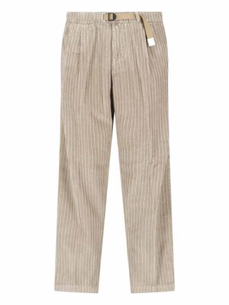 White Sand Vertical Ribbed Adjustable Waistband Straight-Leg Pants