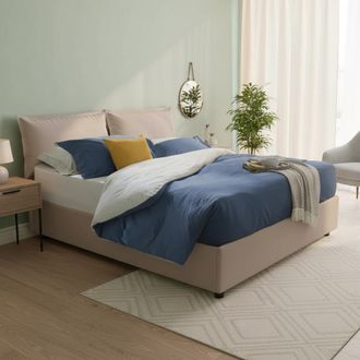 Talamo Italia Talamo Italia - Cama Matrimonial Fatima, Cama Contenedor Con Tapizado En Ecopiel, 100% Made In Italy, Apertura Frontal, Con Colch&oacute;n Cm 140x200 Incluid