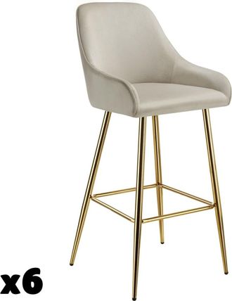 TecTake Set de 6 taburetes altos de terciopelo, 48,5x57x108 cm, crema/oro