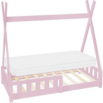 ML Design Ml-design - Cama Infantil Tipi Rosa Con Colch&oacute;n 70x140 Cm Protecci&oacute;n Antica&iacute;da Y Somier Estructura Listones De Madera Maciza De Pino Para Ni&ntilde;as Y Ni&ntilde;o
