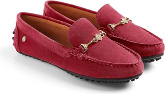 FAIRFAX & FAVOR Womens Trinity Driver Loafers In Cherry Suede