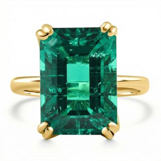 Pompeii3 Certified 6 3/4Ct Emerald Solitaire Ring 14k Gold Lab Grown