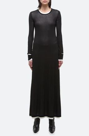 Helmut Lang Double Layer Long Sleeve Maxi Dress in Black at Nordstrom Rack, Size Medium