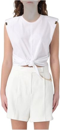 Elisabetta Franchi Katoenen Cropped Top - Dames - Tops - Wit - Maat: L Katoen