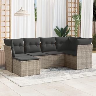 vidaXL Vidaxl - Set De Muebles De Jard&iacute;n 6 Pzas Y Cojines Rat&aacute;n Sint&eacute;tico Gris
