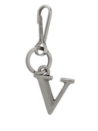 Balenciaga letter-charm keyring - women - Brass - One Size - Silver